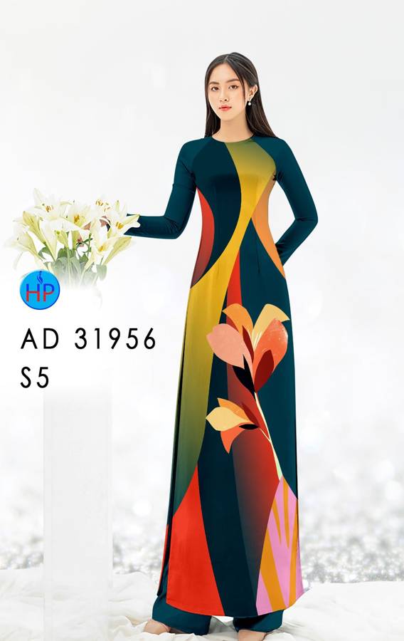 Vải Áo Dài Hoa In 3D AD 31956 15